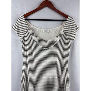Bailey/44 Womens Striped Scoop Neck Top Large Black & White